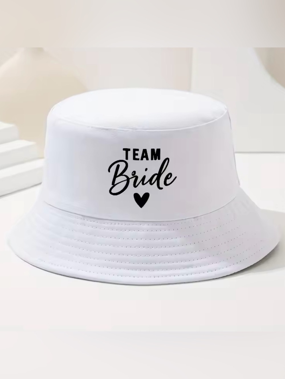 Macy's White 'Team Bride' Bucket Hat with Black Script